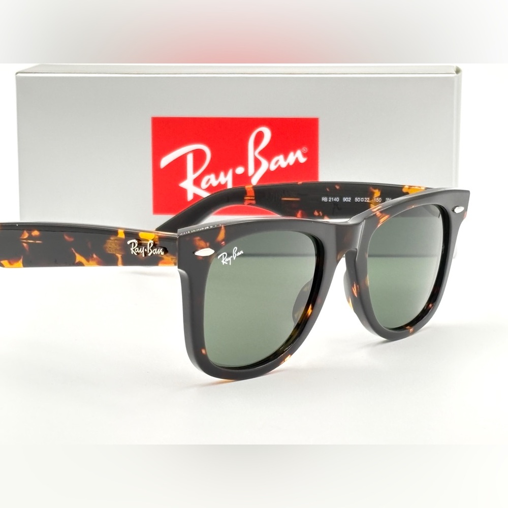 Ray-Ban Wayfarer RB 2140 902 50mm Green Classic G-15 Sunglasses Tortoise 501 - Picture 12 of 14